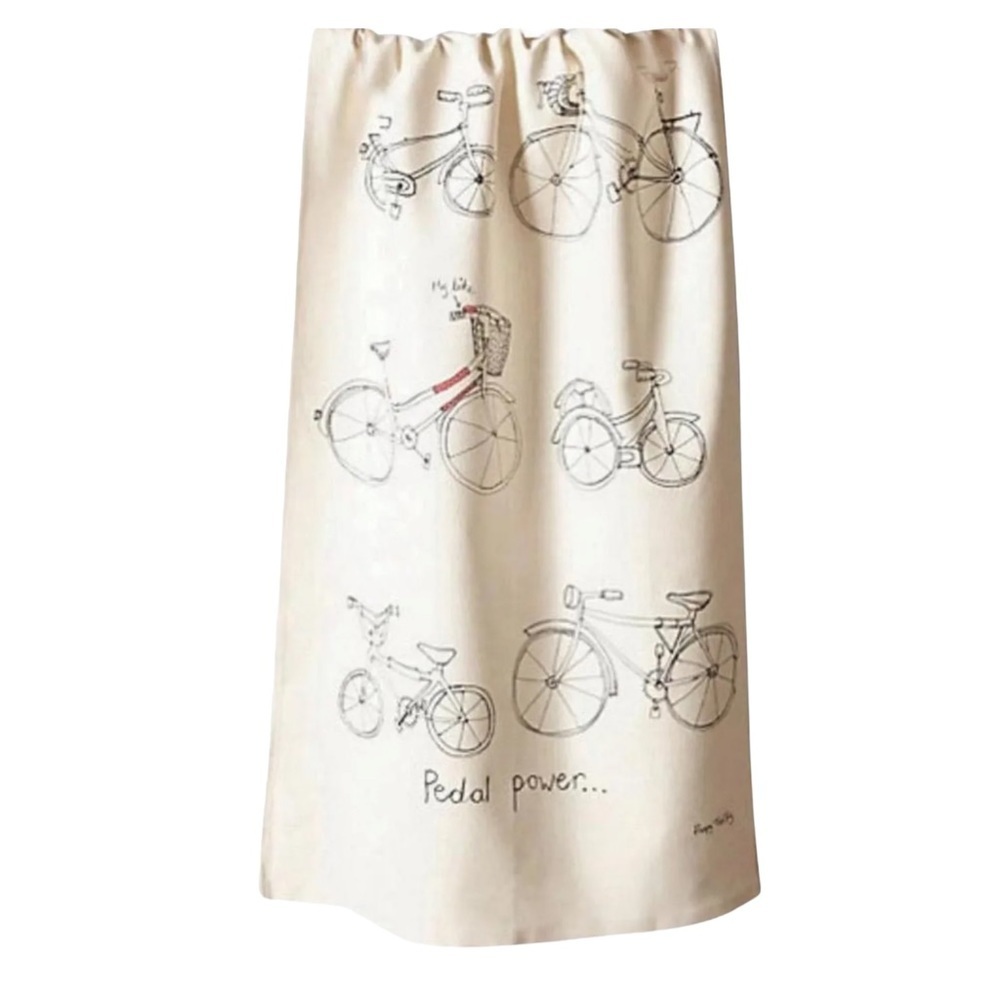 GR8 🎁 Anthropologie Pedal Power Dish Towel Bicycle Bike Cotton Whimsical Cycle